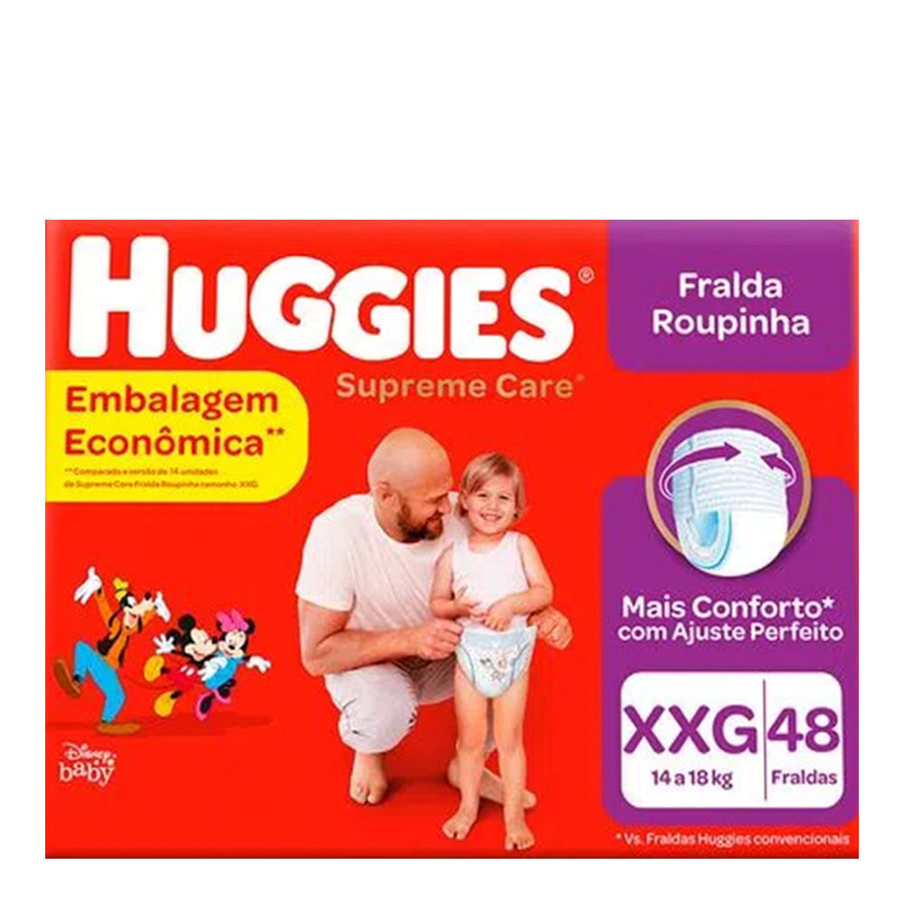 Fralda Huggies Roupinha Supreme Care XXG 48 Unidades - Memed+