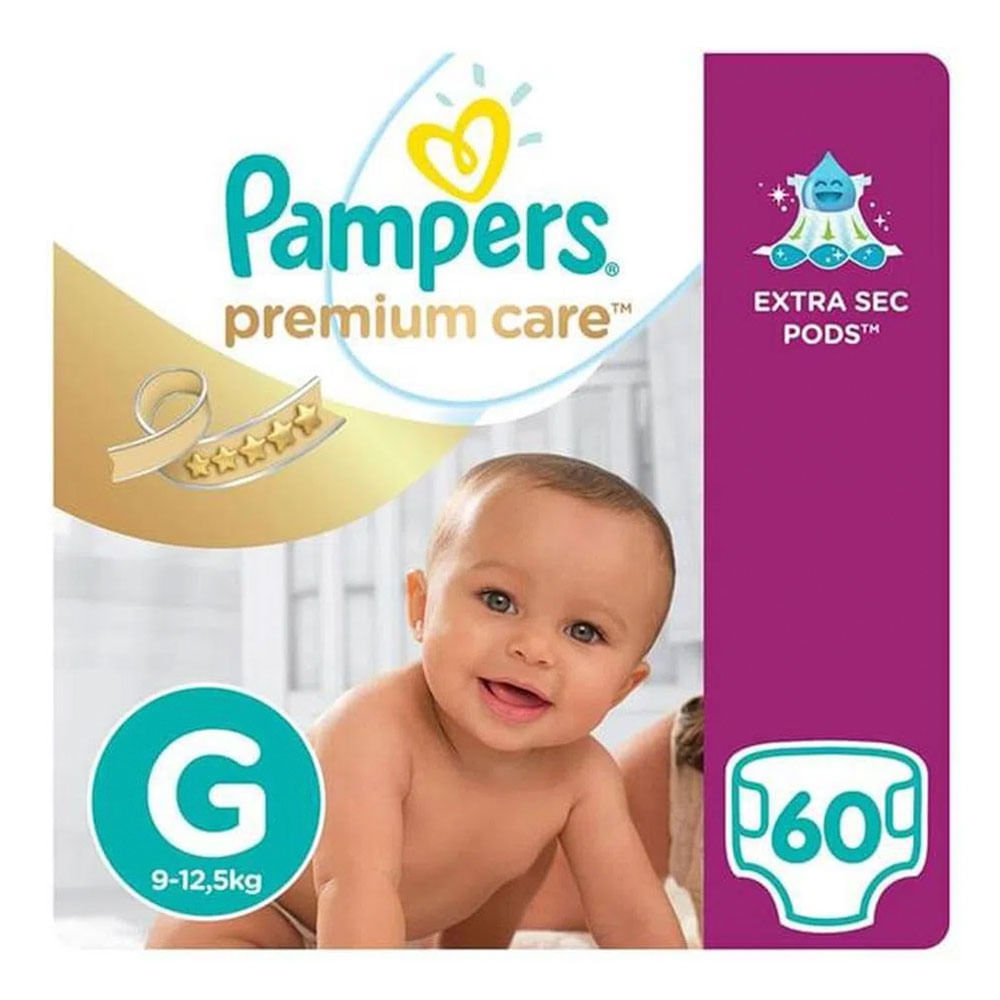 Fralda Descartavel Pampers Premium Care G 60 Unidades