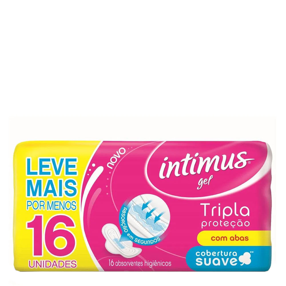 Absorvente Intimus Gel Tripla Protecao Cobertura Suave Com Abas 16 Unidades Memed 4063